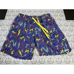 Tipsy Elves Board Shorts Men Medium Blue Pink Grease Lightning Swim Trunk Surf